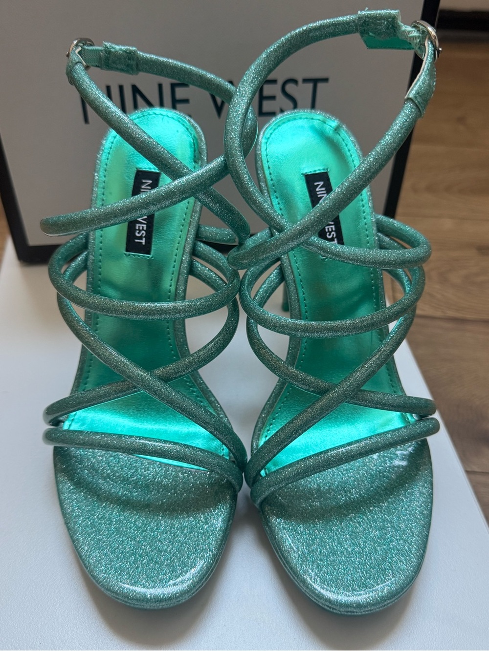Nine West Teal Metallic Strappy Heels
